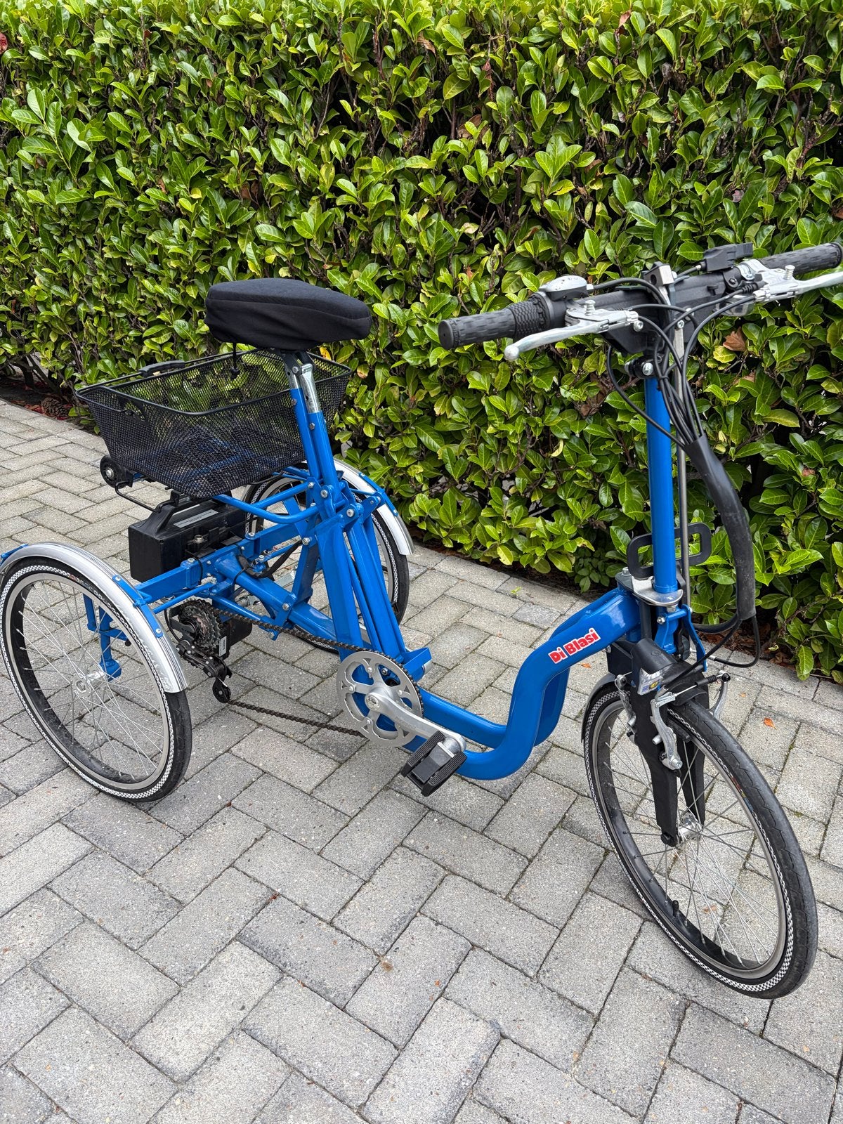 Opvouwbare elektrische driewieler - Di Blasi, Fietsen en Brommers, Ophalen, Zo goed als nieuw, Velgrem, Verstelbare zitting