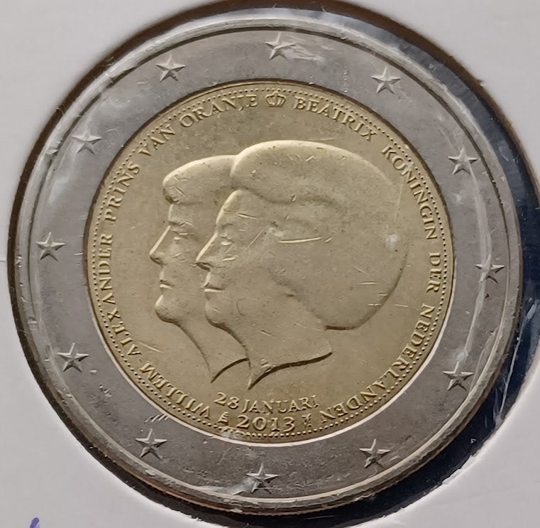Nederland 2 Euro "Dubbelportret" 2013 in munthouder, Verzenden, Koningin Beatrix, Euro's, Losse munt