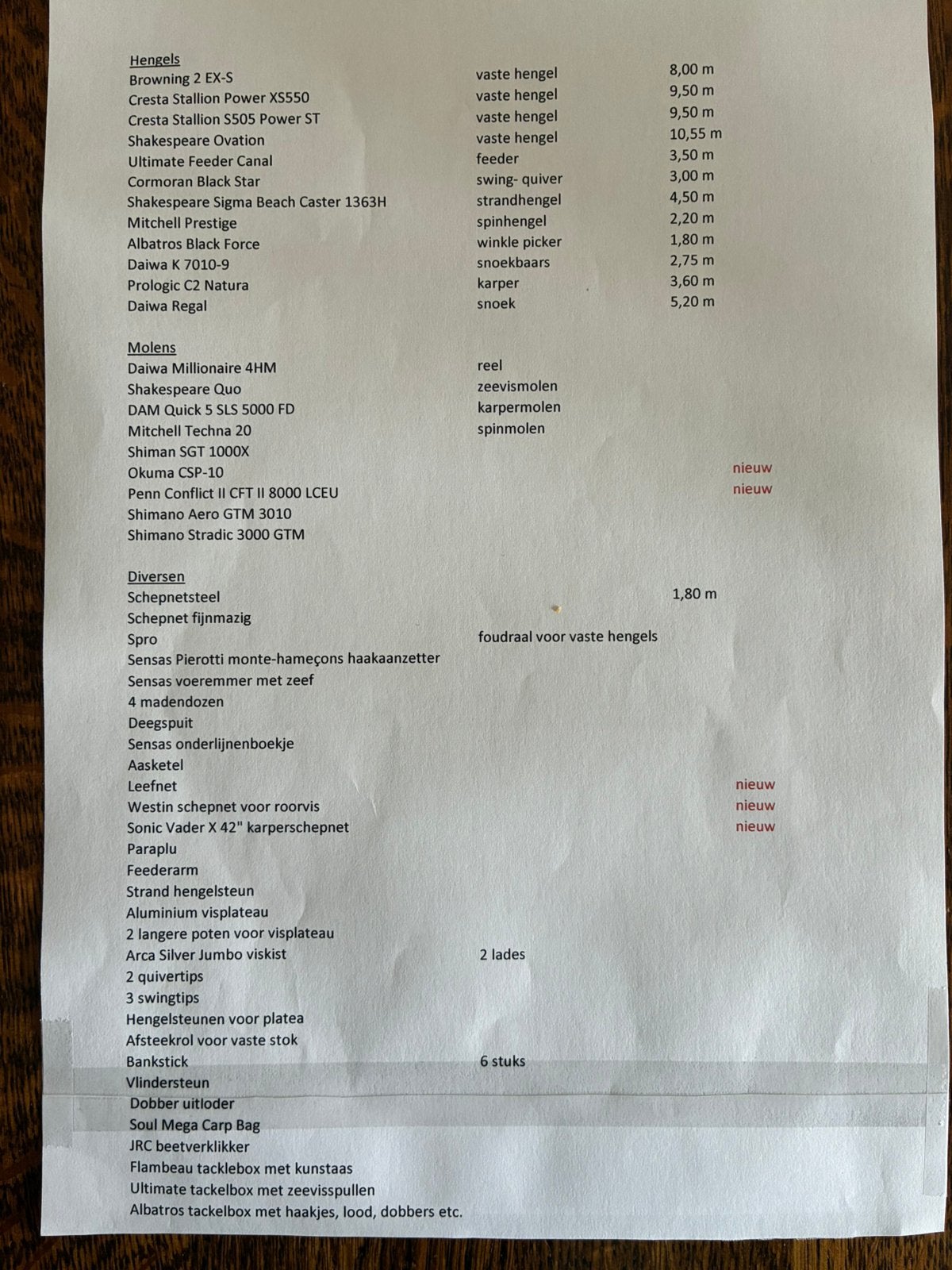 COMPLETE HENGELSPORT UITRUSTING, Ophalen, Gebruikt