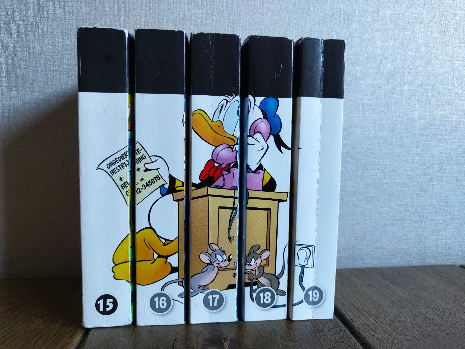 Donald Duck Thema Pocket serie rugtekening 15-19, Gelezen, Complete serie of reeks, Ophalen of Verzenden, Walt Disney  Donald duck