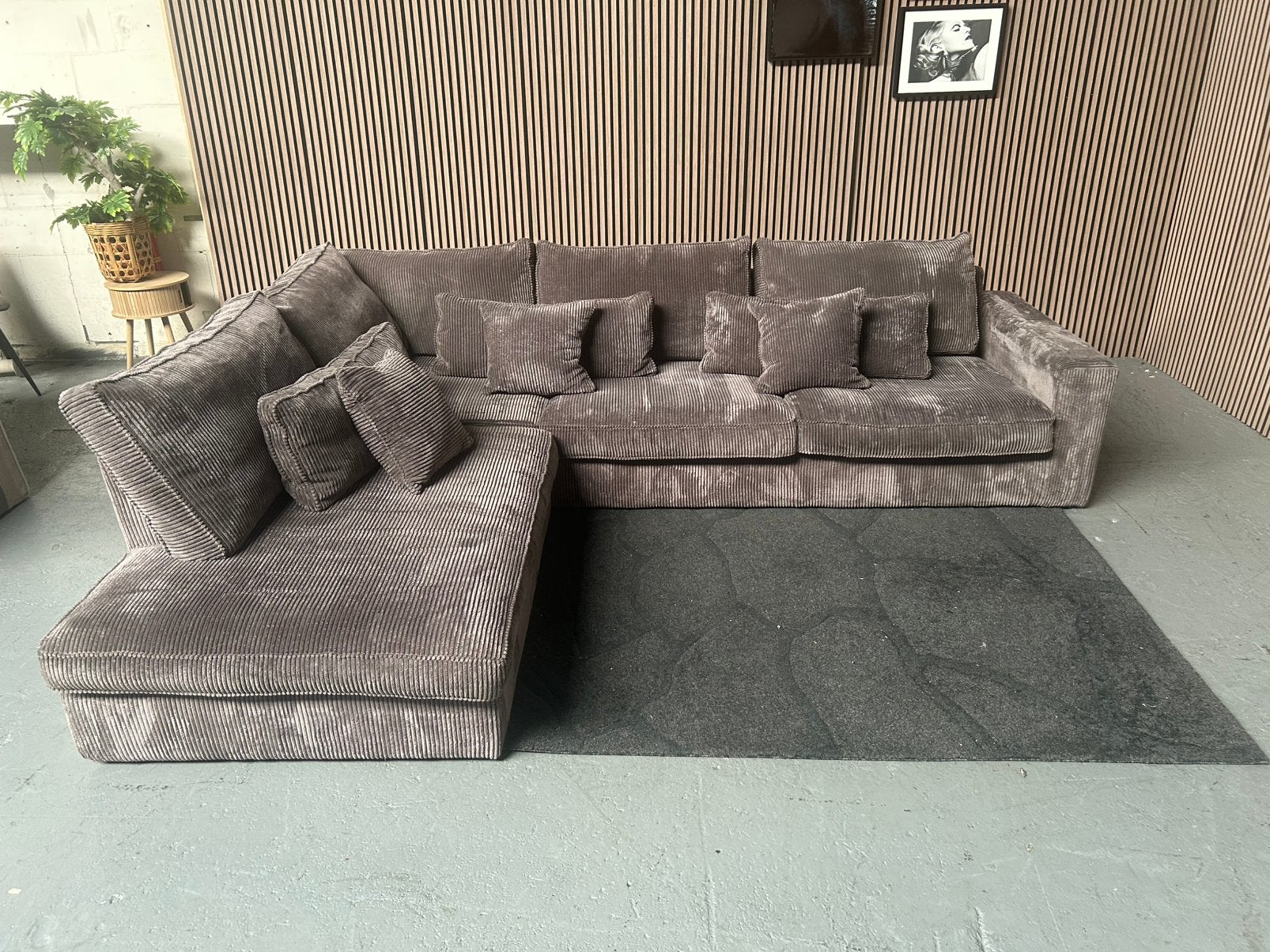 GRATIS LEVERING Hoekbank Ribstof Grijs 315X250 GEREINIGD, 250 tot 300 cm, Hoekbank, Ophalen of Verzenden, Zo goed als nieuw
