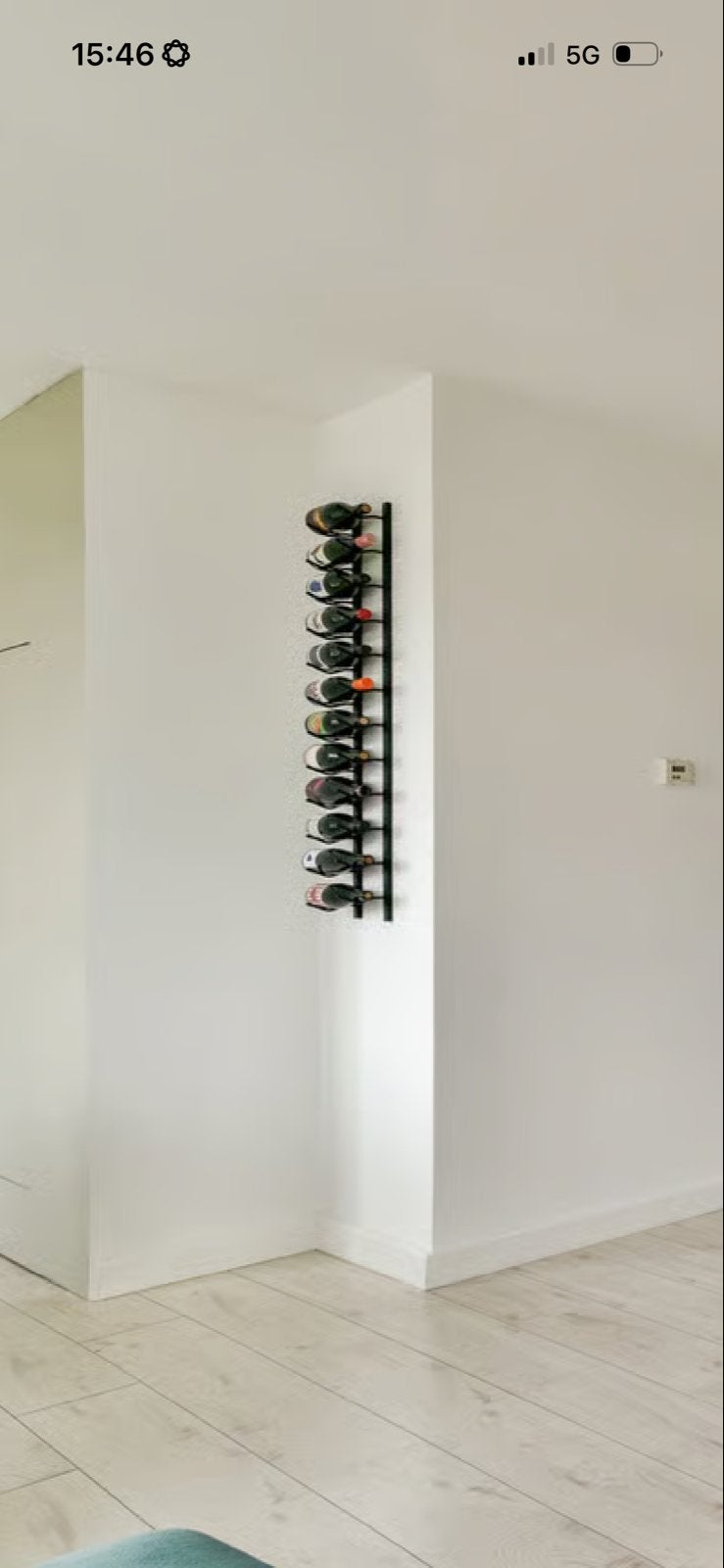 Modern Zwart Metalen Wijnrek voor aan de Muur, Ophalen, 5 tot 15 flessen, Nieuw, 75 – 100