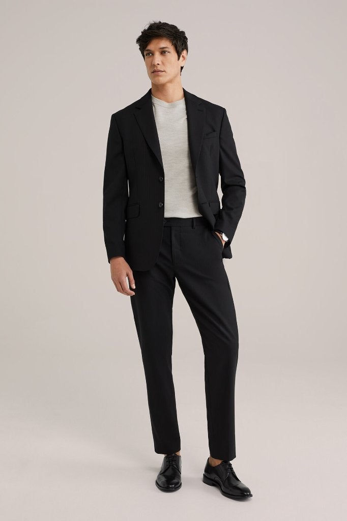 Van Gils 2-delig slim fit wolmix pak - Zwart - Maat 46, Kleding | Heren, Zwart, Nieuw, Maat 46 (S) of kleiner, Van Gils