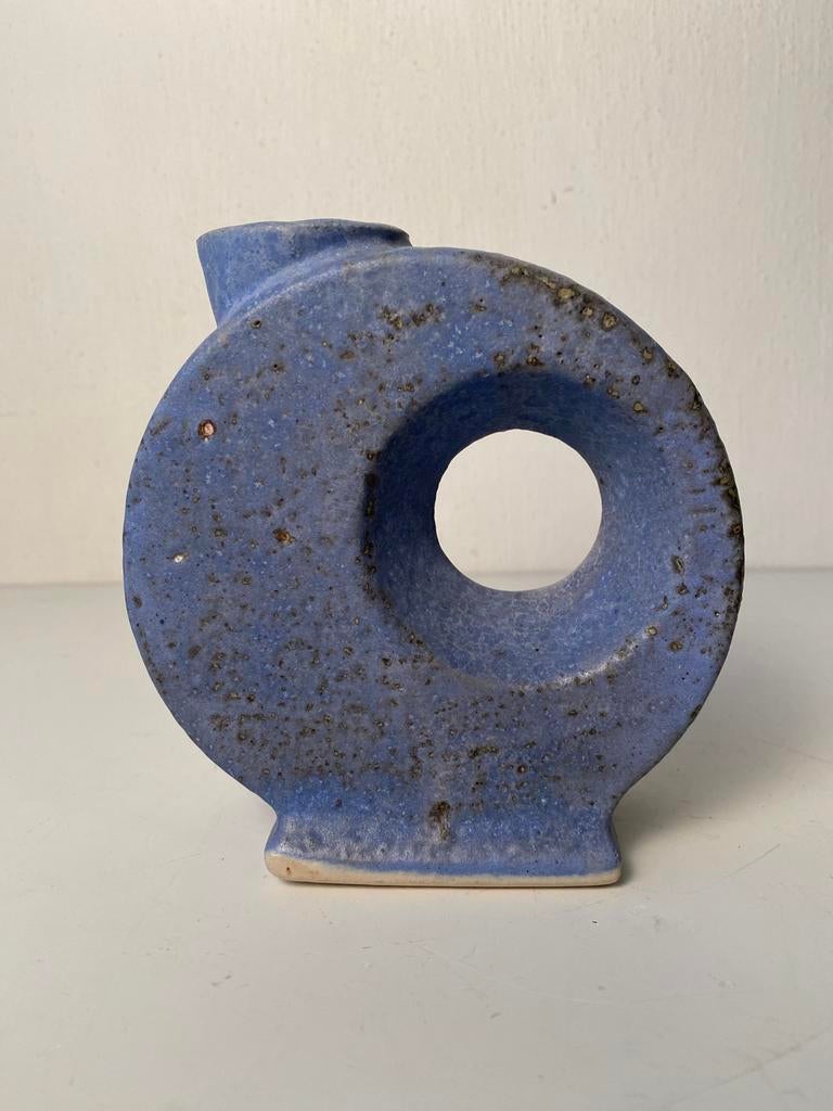 Afina Rijnsburg blauw keramiek sier-vaas , jaren 70, Ophalen of Verzenden, Huis en Inrichting