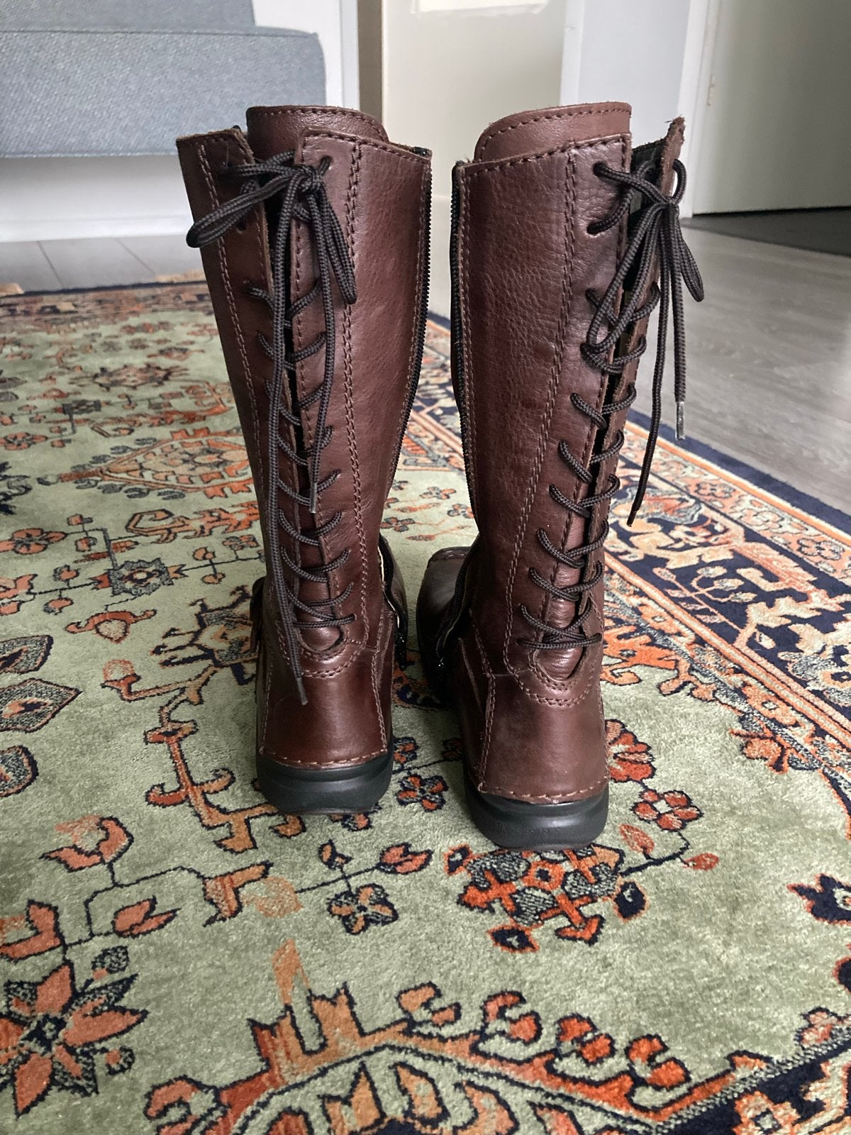 Wolky - bruine leren laarzen, maat 39-40, Kleding | Dames, Ophalen of Verzenden, Gedragen, Bruin, Hoge laarzen