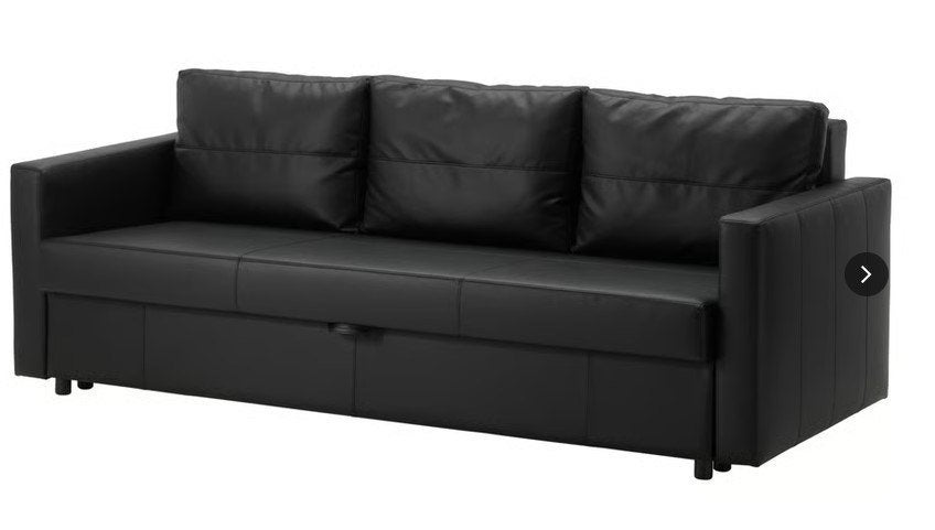 Slaapbank Ikea Friheten zwart lederlook, Ophalen, Zwart, Tweepersoons, 140 cm