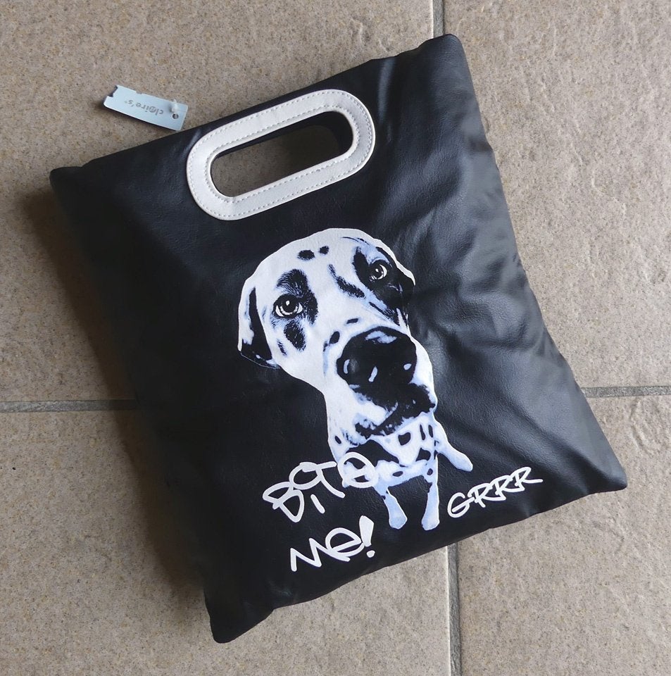 Dalmatiër handtas Dalmaat hond print tas zwart wit, Ophalen of Verzenden, Zo goed als nieuw, Zwart, Handtas
