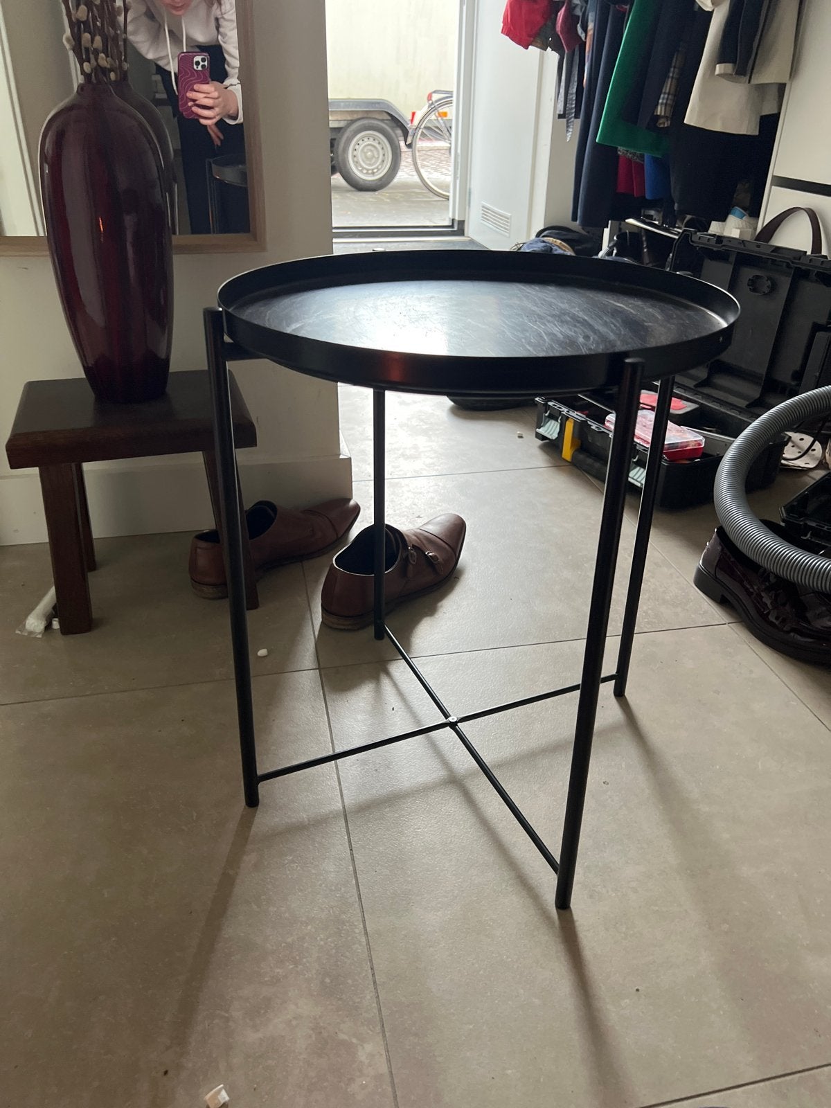Ikea bijzettafel zwart metaal, 45 tot 60 cm, Minder dan 55 cm, Gebruikt, Metaal of Aluminium