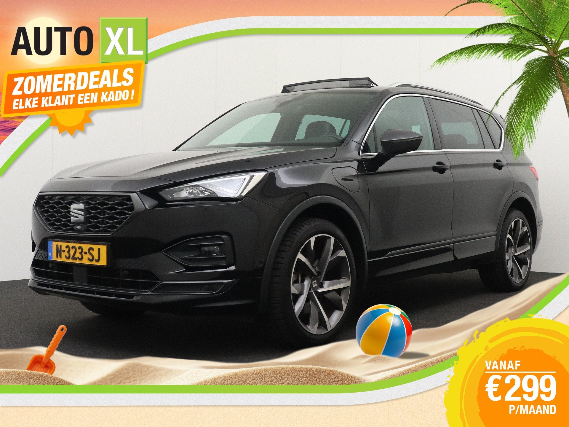 SEAT Tarraco 1.4 TSI PHEV FR-Sport Pano-dak Leder Elek.Trekh, Auto's, Zwart, Hybride Elektrisch/Benzine, SUV of Terreinwagen, 111 €/maand