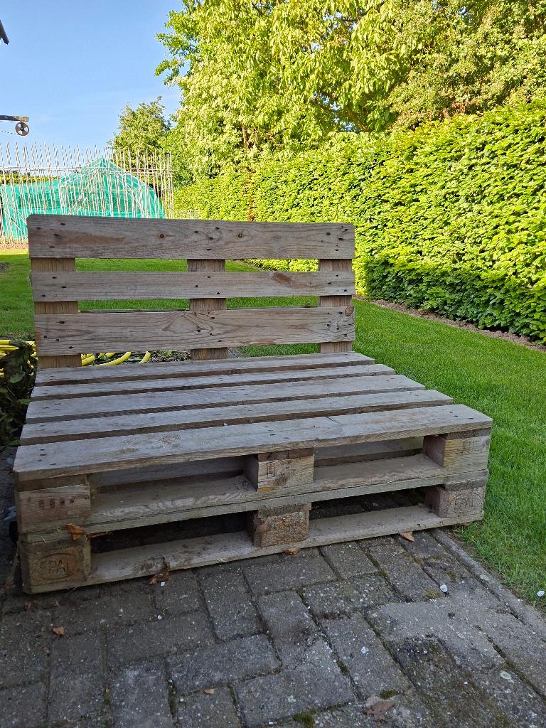 Palletbank, Tuin en Terras, Tuinsets en Loungesets, Gebruikt, Loungeset, Bank, Hout