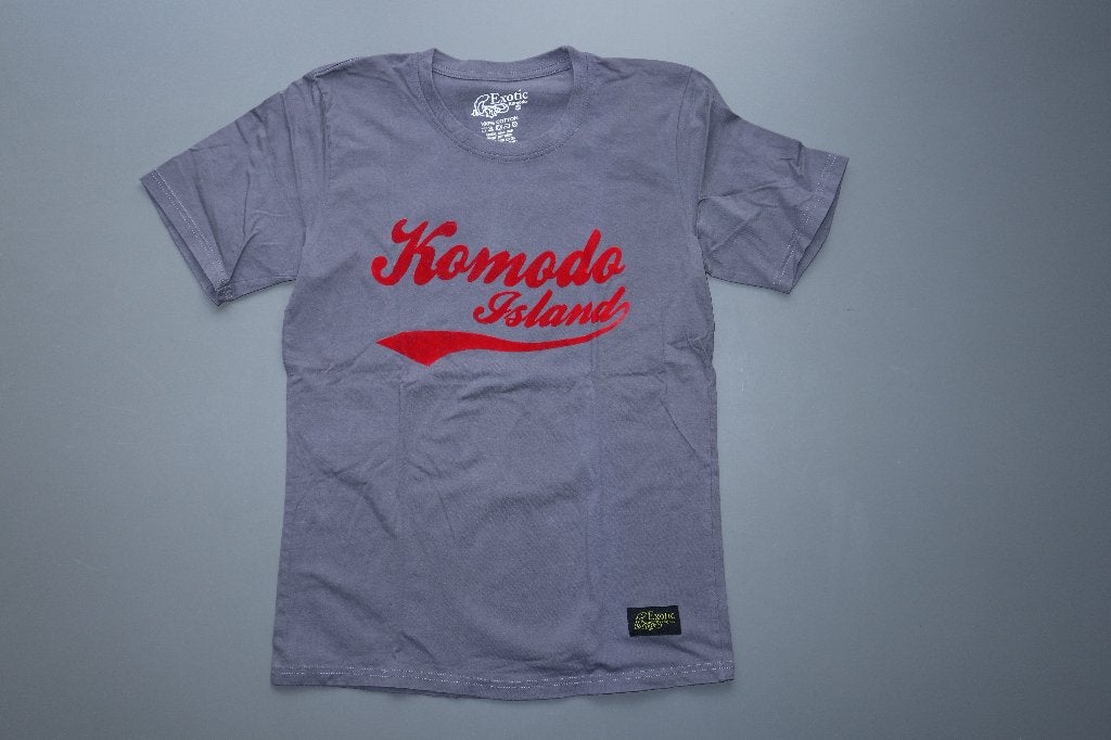 maat S T-shirt t shirt grijs + rood Komodo Island Indonesië, Ophalen of Verzenden, Zo goed als nieuw, Maat 46 (S) of kleiner, Grijs