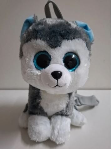 Pluche Ty Beanie grijze husky rugzak, Overige karakters, Met label, Zo goed als nieuw, Ty