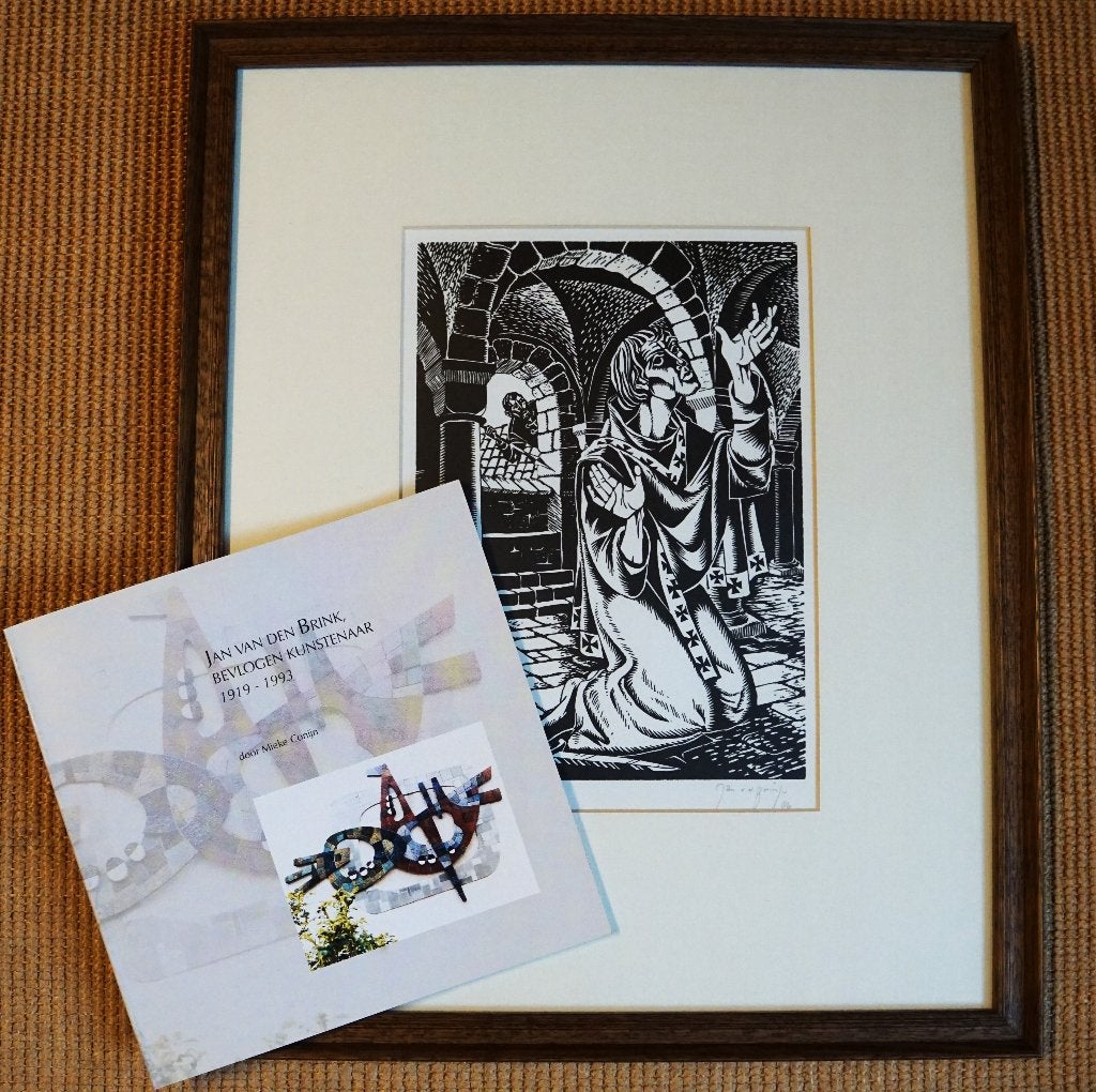 Houtsnede en oeuvre catalogus van Jan v.d. Brink, Antiek en Kunst, 1950 - 1999, Religie, Ophalen of Verzenden, Gesigneerd