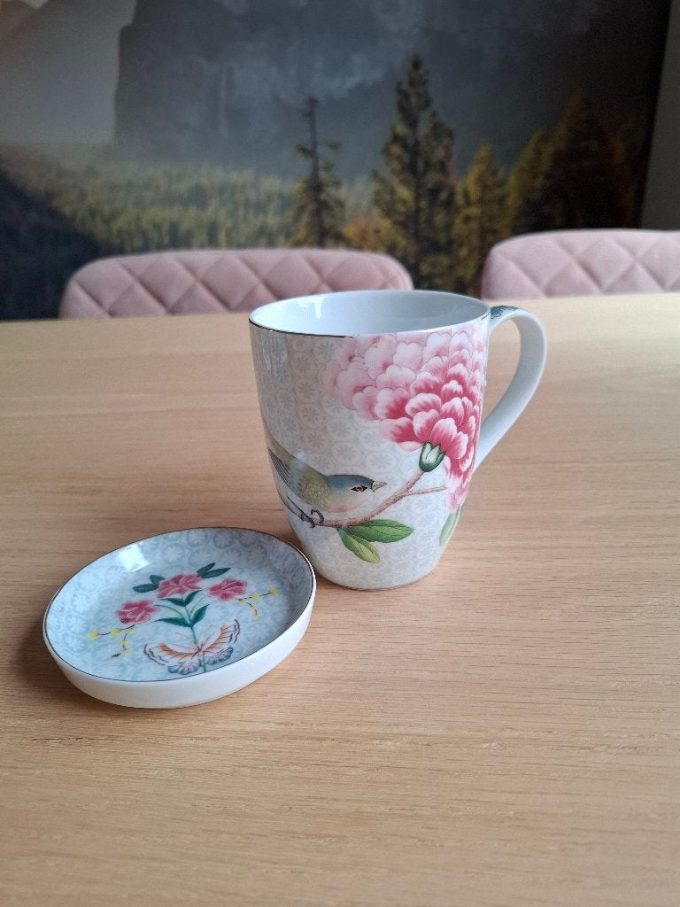 Pip Studio Blushing Birds Wit Theemok + Theetipje, Pip Studio, Ophalen of Verzenden, Zo goed als nieuw, Overige stijlen