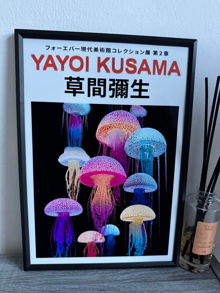 Yayoi Kusama Kwallen Poster Ingelijst 21x30cm, Ophalen of Verzenden