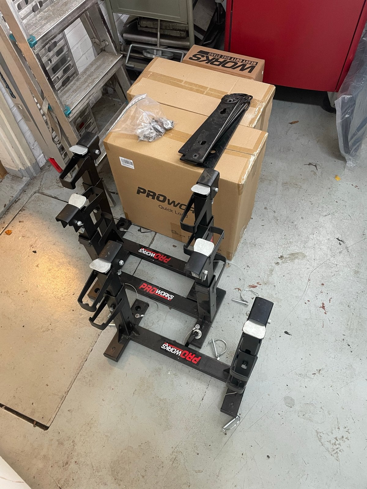 Proworks Quick Load Motorfiets Transport Stands (3 stuks), Motoren, Ophalen of Verzenden, Zo goed als nieuw