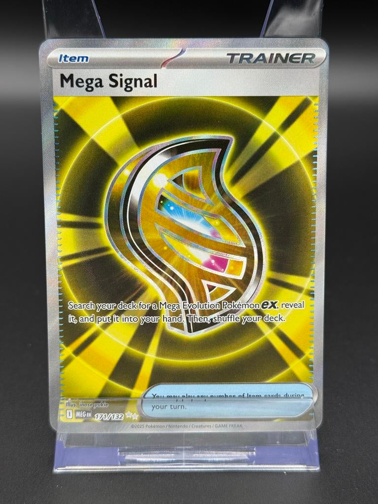 Trainer Mega Signal - Pokémon Mega Evolution - #171/132 MEG, Ophalen of Verzenden, Zo goed als nieuw, Losse kaart, Foil