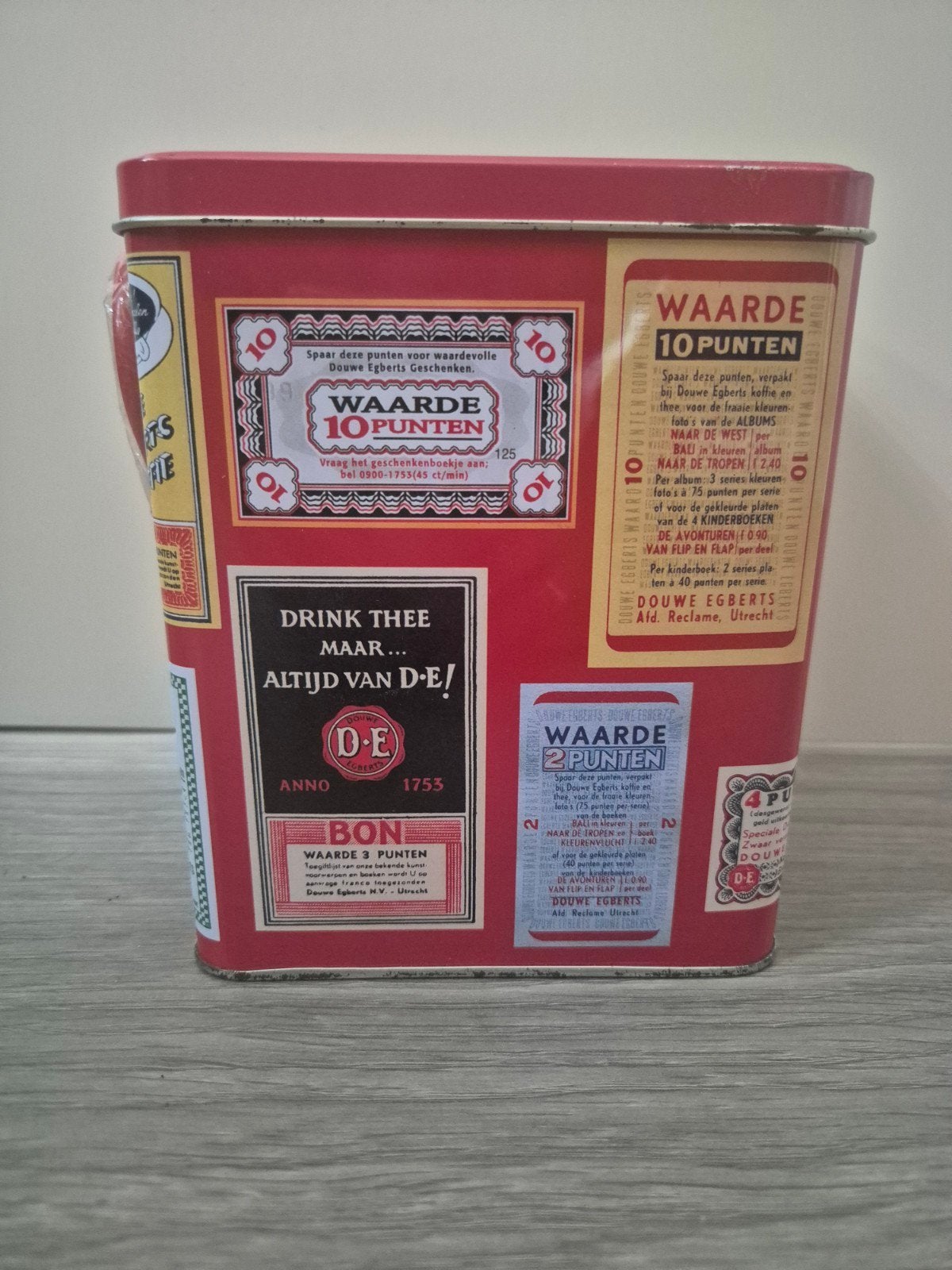 Vintage Douwe Egberts Waardepunten Blik (12,5x9x15cm), Verzamelen, Blikken, Ophalen of Verzenden, Zo goed als nieuw, Overige, Douwe Egberts