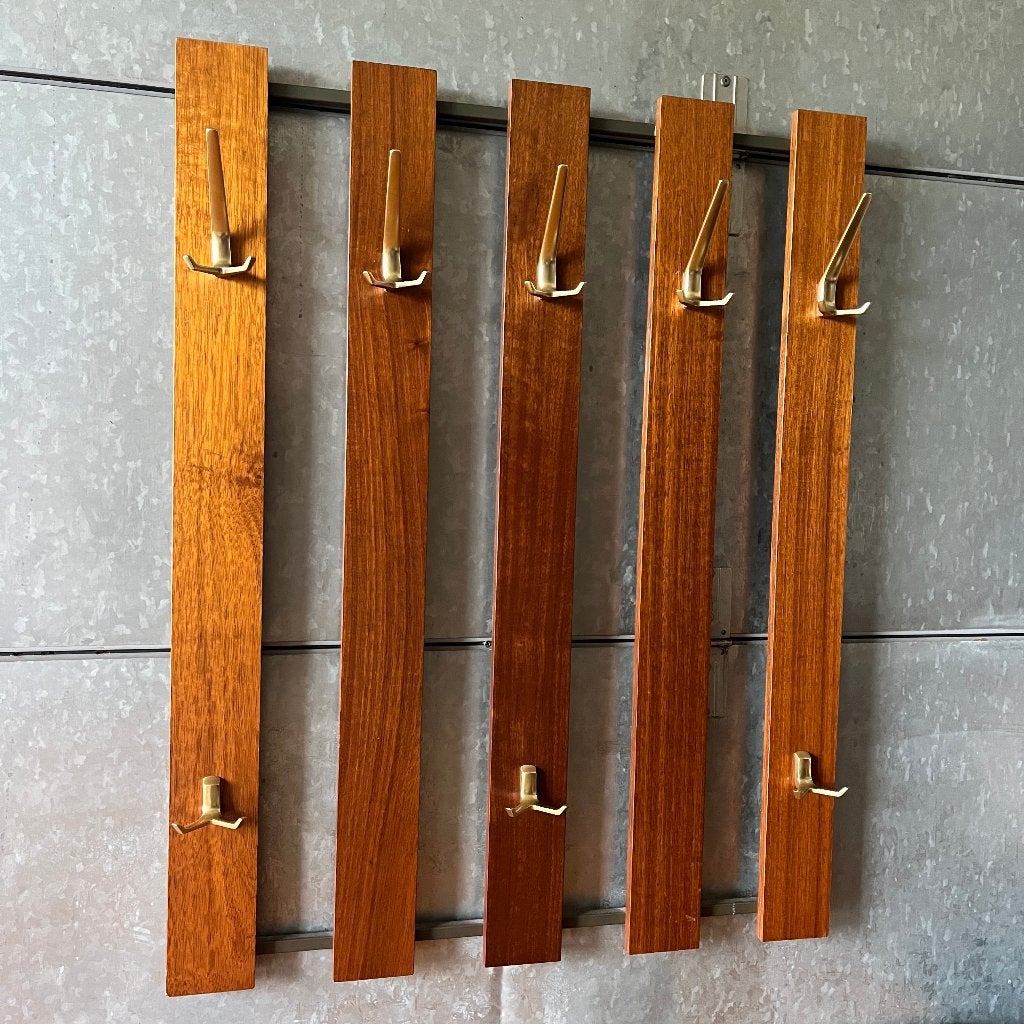 Wandkapstok teak en aluminium jaren 50 60 Pastoe, Gebruikt, Teak, Aluminium, Pastoe