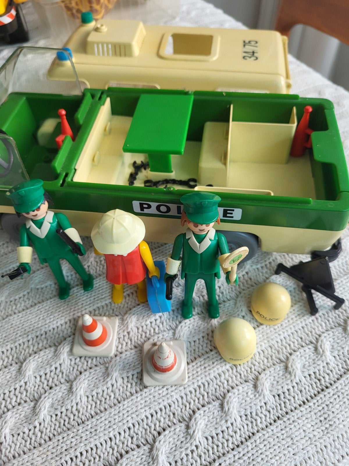 Vintage Playmobil Politiebus met figuren en accessoires, Ophalen of Verzenden