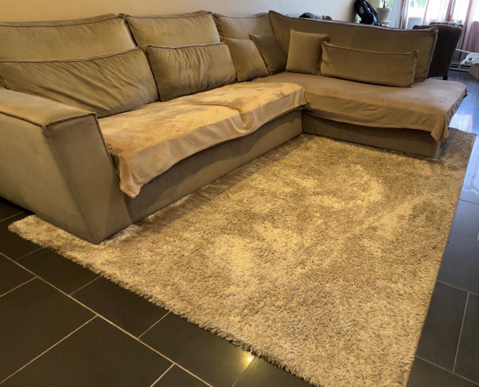 Zacht vloerkleed, Ophalen, Gebruikt, 100 tot 150 cm, Beige