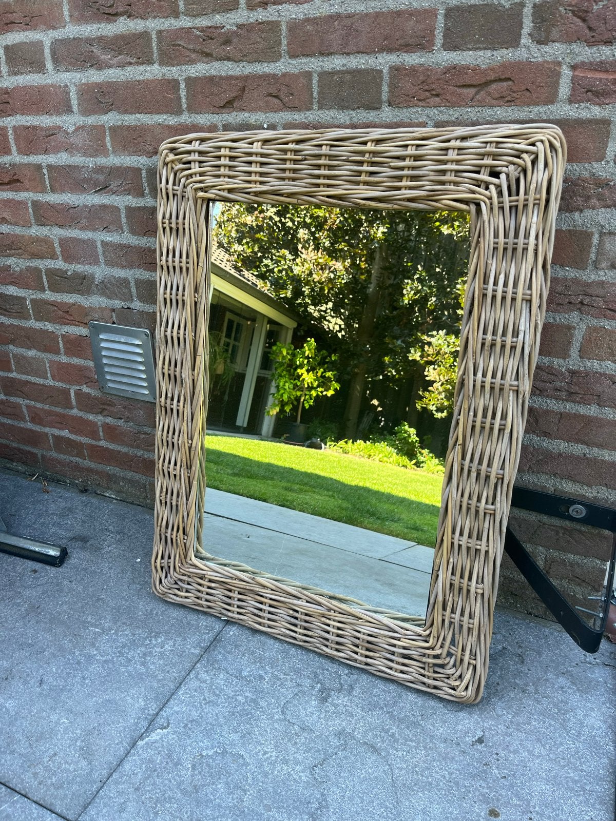 Rotan spiegel 60x80 cm, Huis en Inrichting, Woonaccessoires | Spiegels, Ophalen, Zo goed als nieuw, Minder dan 100 cm, Rechthoekig