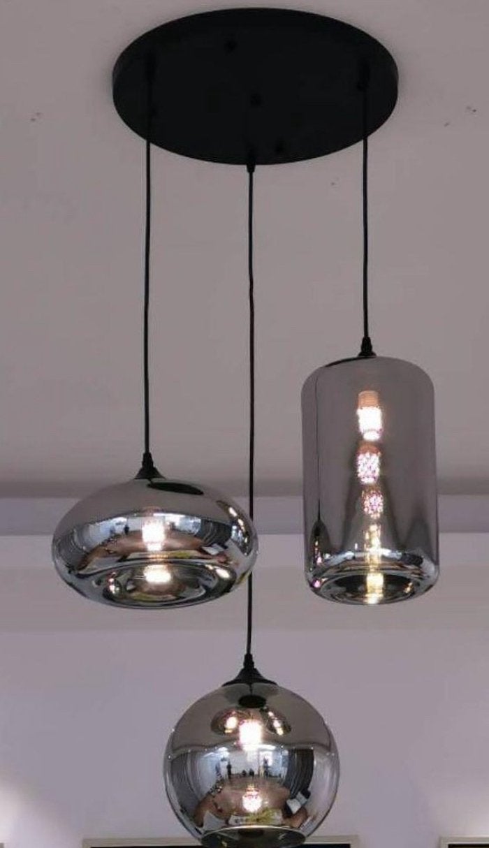 3 lichts hanglamp - smoke glas mix, Huis en Inrichting, Lampen | Hanglampen, Ophalen of Verzenden, 75 cm of meer, Eric kuster