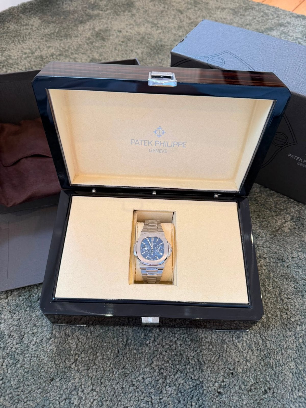 Patek Philippe Nautilus Perpetual Calendar Staal Full Set 20, Overige merken, Staal, Polshorloge, Ophalen of Verzenden
