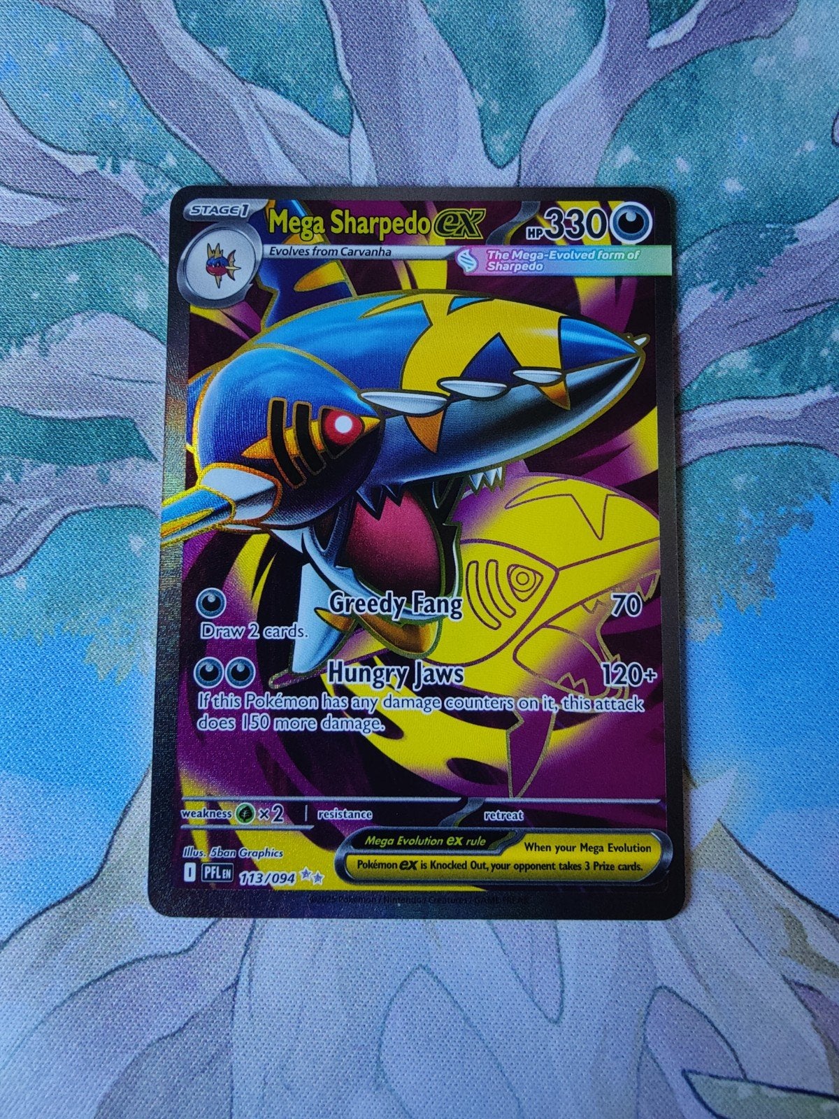 Pokemon phantasmal flames mega sharpedo ex full art 113/094, Ophalen of Verzenden, Nieuw, Losse kaart, Foil