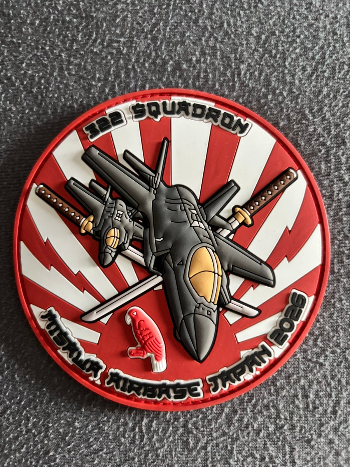 Pvc patch 322 SQN Japan 2026, Verzenden, Luchtmacht, Nederland, Embleem of Badge