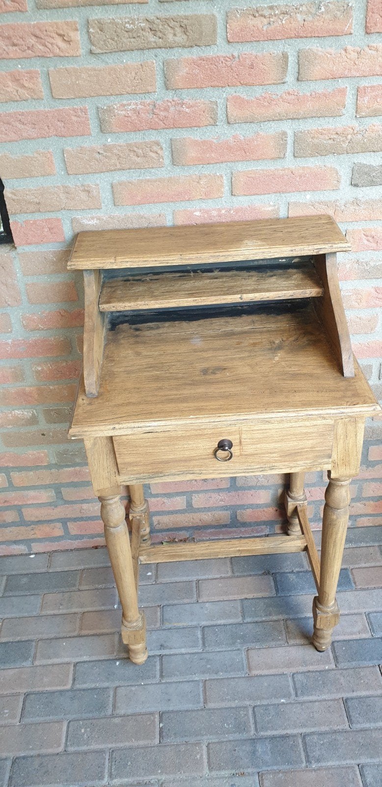 Vintage Eikenhouten Lessenaar met Lade, Ophalen