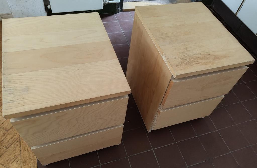 ladekastjes 2 stuks hout met fineer afwerking 40x48 cm, Minder dan 50 cm, Gebruikt, 1 of 2 laden, Modern hout