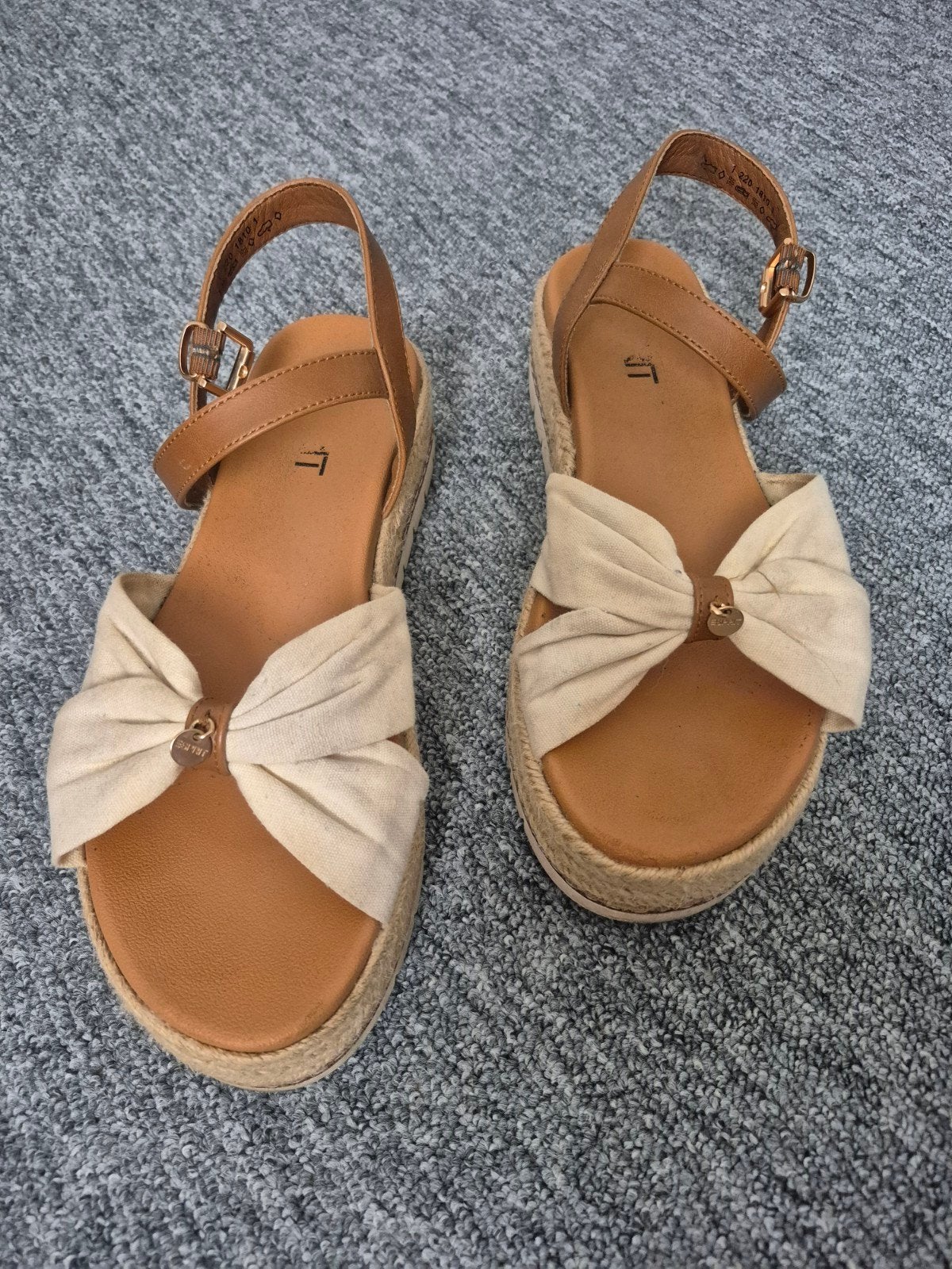 Sandalen met strik en espadrillezool, Bruin, Gedragen, Esprit, Sandalen of Muiltjes