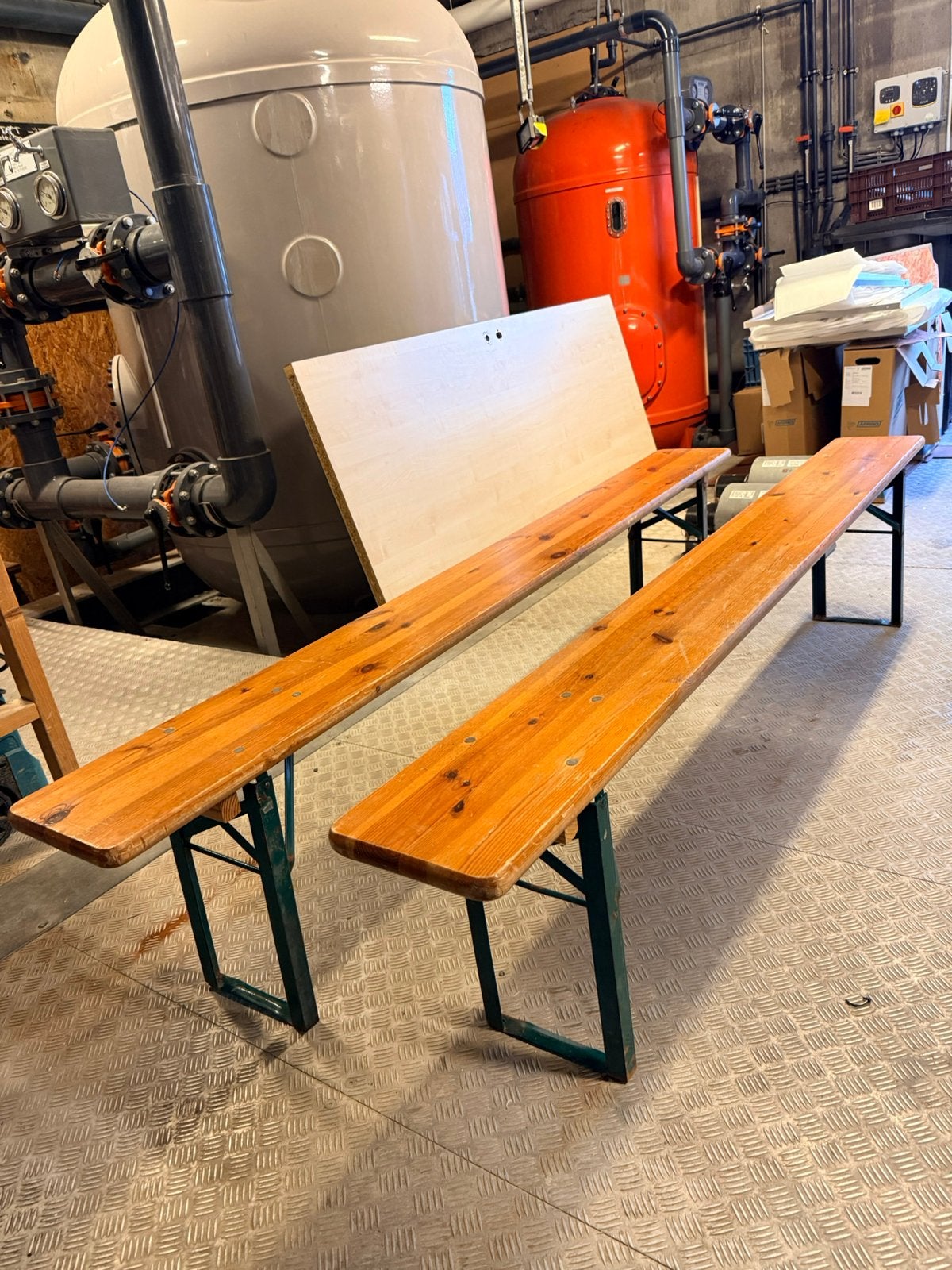 2 vintage houten schoolgymbanken, Ophalen, Gebruikt, Hout