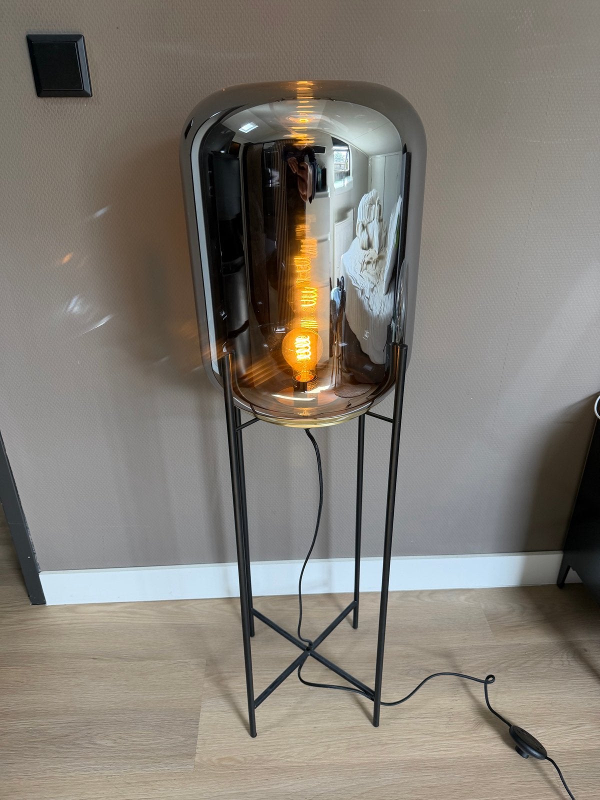 Glazen lamp, 100 tot 150 cm, E27 (groot), Ophalen of Verzenden, Glas
