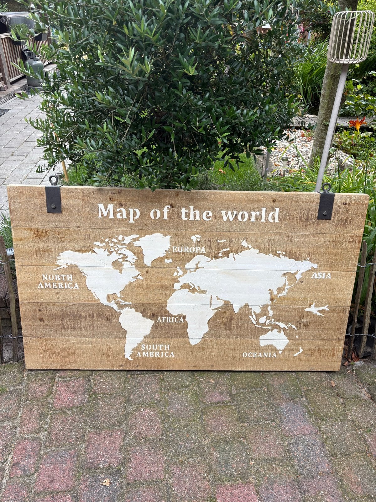 Houten Wereldkaart Wanddecoratie - 140x80 cm, Ophalen, Hout, Nieuw, Bruin
