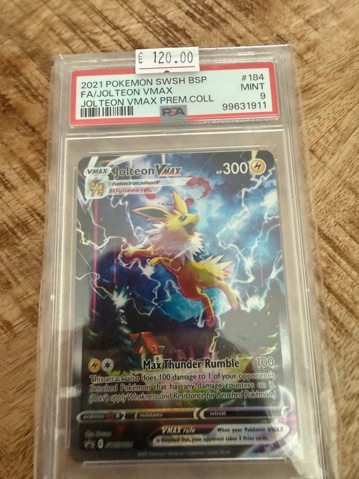 Jolteon VMAX Premium Collection PSA 9 MINT Pokémon Kaart, Ophalen of Verzenden, Zo goed als nieuw, Losse kaart