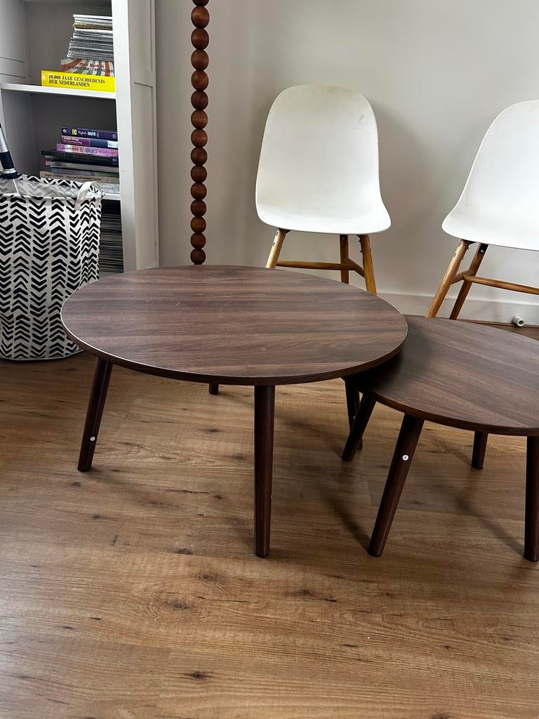 Nieuwe Salontafel Set: Klein & Groot, Huis en Inrichting, Tafels | Salontafels, Nieuw, Minder dan 50 cm, 50 tot 100 cm, Rond, Overige houtsoorten