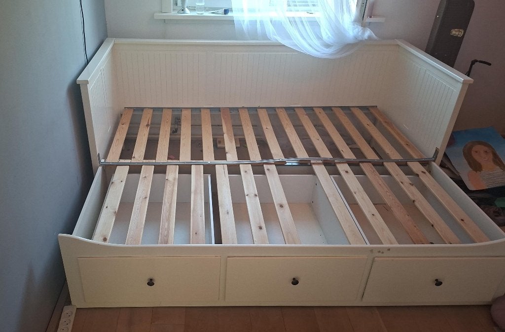 Ikea Hemnes uitschuifbaar bed, Ophalen, Gebruikt, 100 cm of meer, Lattenbodem