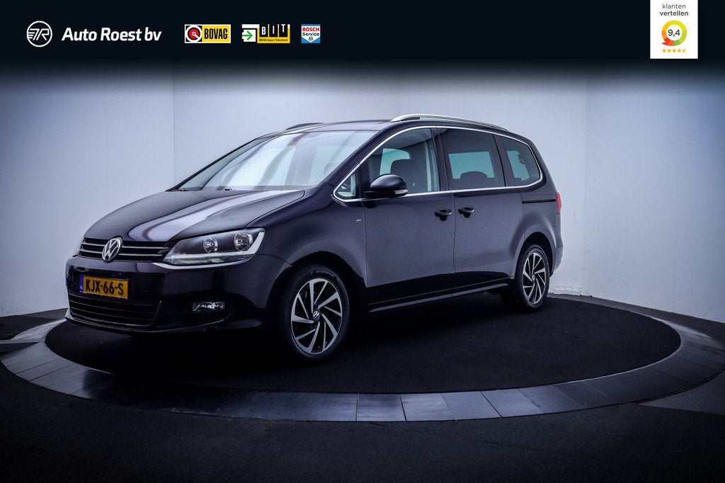 Volkswagen Sharan 1.4TSI Dsg 7Pers. JOIN NAVI | CAM. | ELEK, Stof, Zwart, 4 cilinders, 150 pk