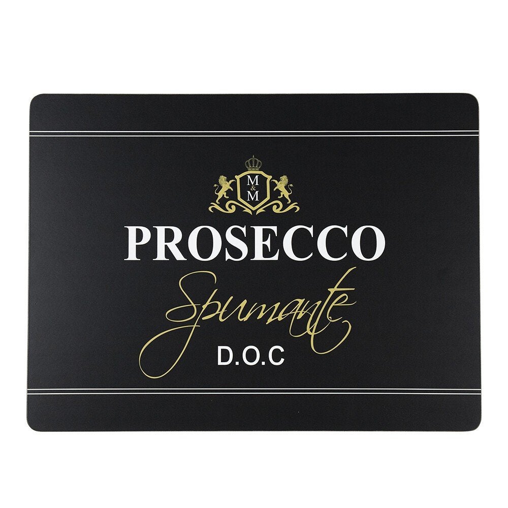 Mars & More Placemats wijn Prosecco zwart 30x40 cm 4st Nieuw, Kurk, Placemat, Nieuw, Ophalen of Verzenden
