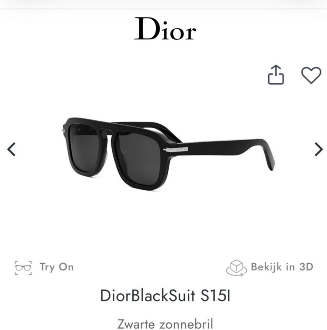 DiorBlackSuit S15I Zwarte Zonnebril, Zonnebril, Zwart, Nieuw, Ophalen