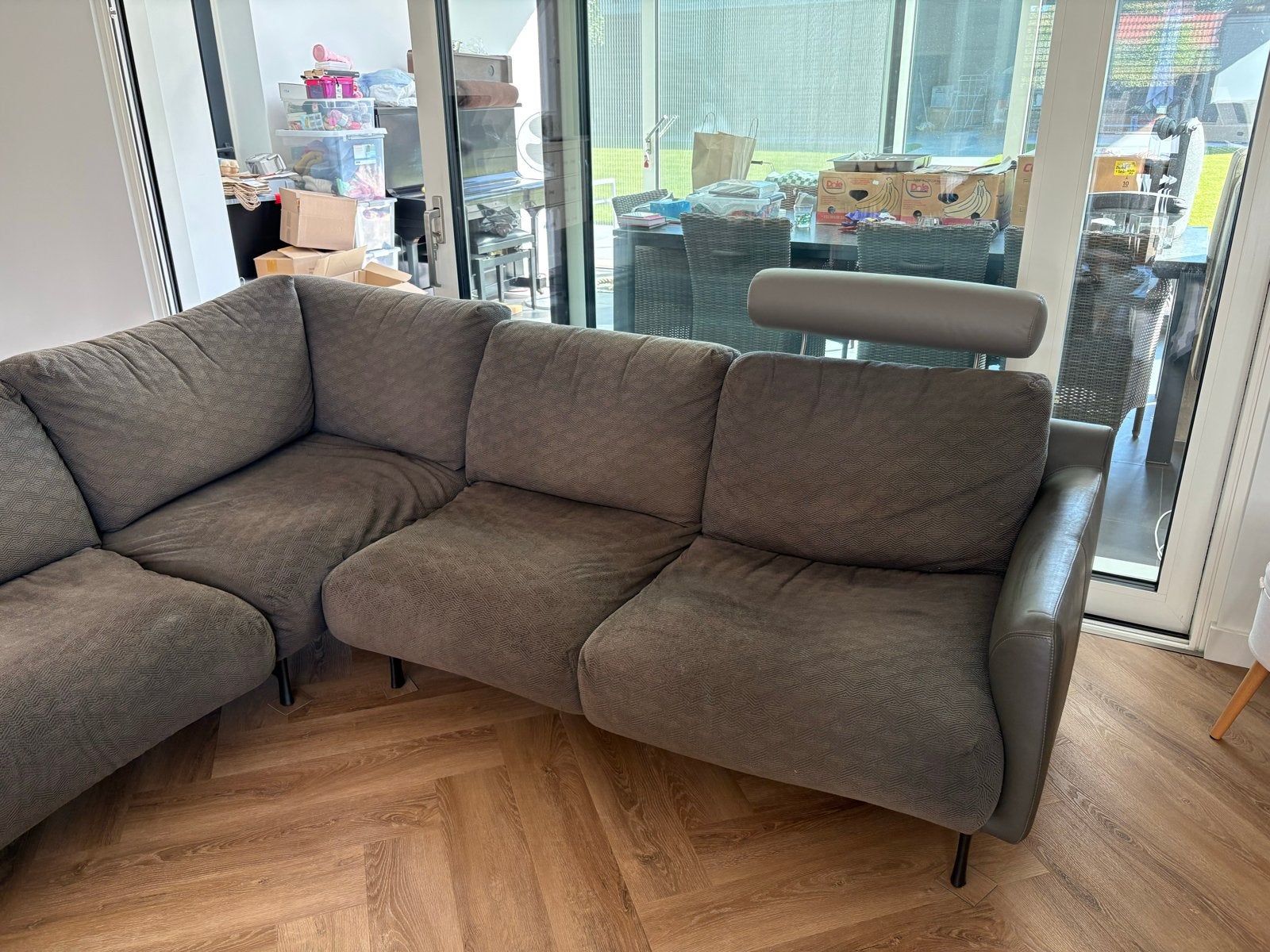 Comfortabele Leolux Hoekbank - Grijs, Ophalen, 250 tot 300 cm, Gebruikt, Hoekbank