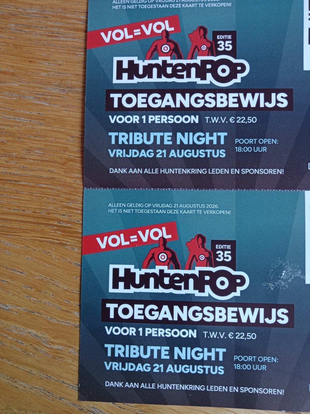 Huntenpop kaartjes, vrijdag 21 augustus, gratis op te hale, Tickets en Kaartjes, Overige Tickets en Kaartjes, Twee personen
