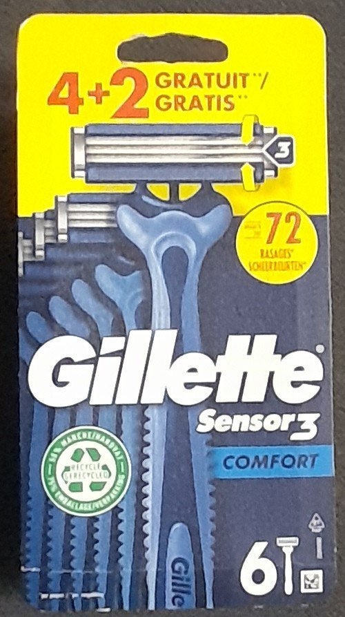 Gillette Sensor 3 comfort wegwerpmesjes (6 stuks), Ophalen of Verzenden, Nieuw, Gehele gezicht, Verzorging