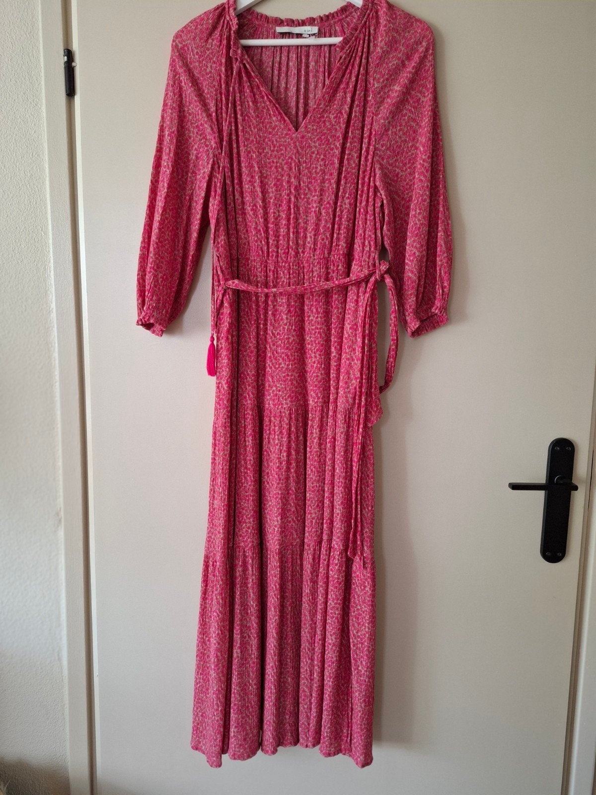 Maxi dress lange jurk. Oui. Geisha. Sissy Boy. Costes. L/XL., Beige, Maat 46/48 (XL) of groter, Ophalen of Verzenden, Zo goed als nieuw