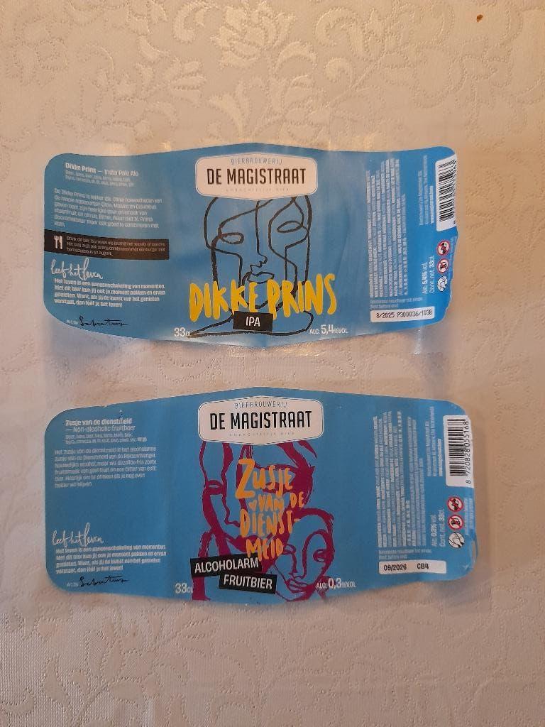 Bieretiketten Bierbrouwerij  De Magistraat, Verzamelen, Biermerken, Ophalen of Verzenden, Gebruikt, Overige typen, Overige merken