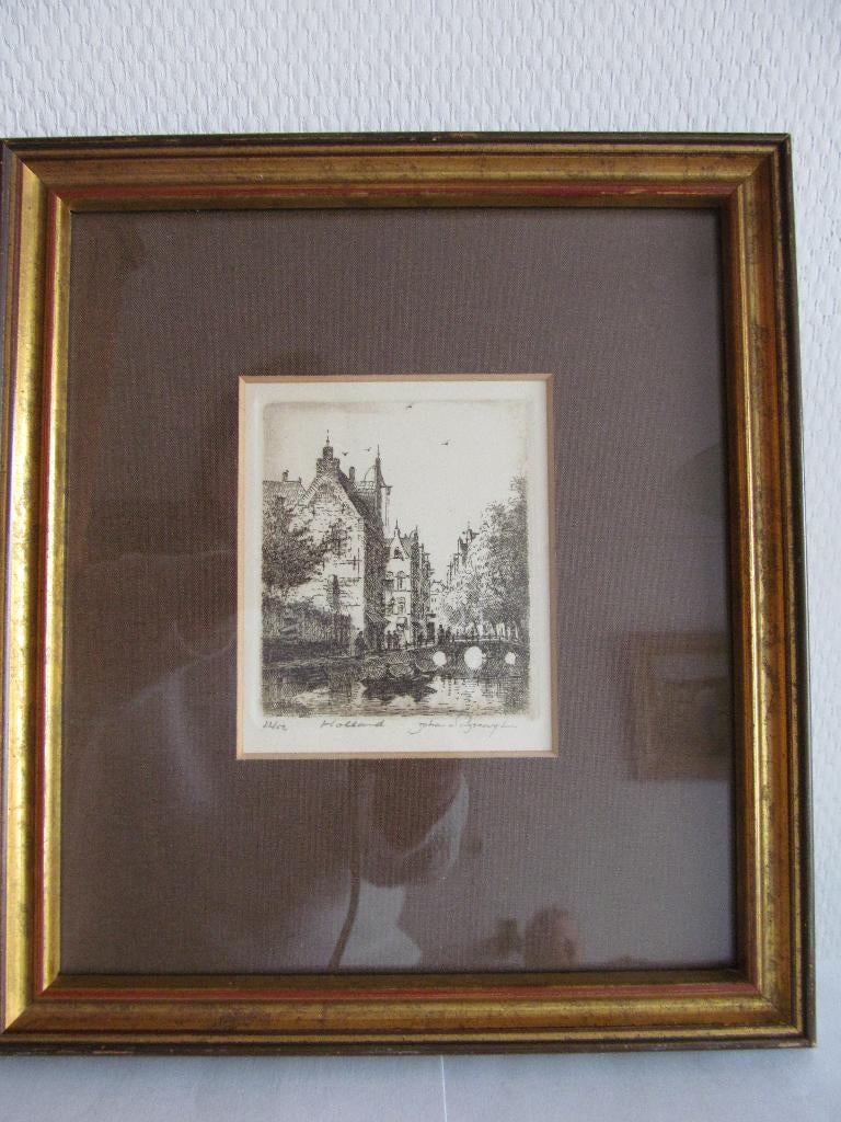 Ets Johan v. Rijsewijk Delft 32/52 titel "Holland"., Antiek en Kunst, Ophalen