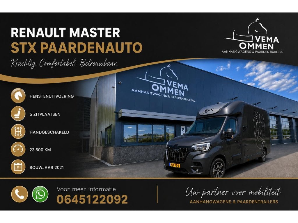 Renault Master STX 2021 23.500km hengsuitv., dubbel cabine, Dieren en Toebehoren, Paarden en Pony's | Trailers en Aanhangwagens