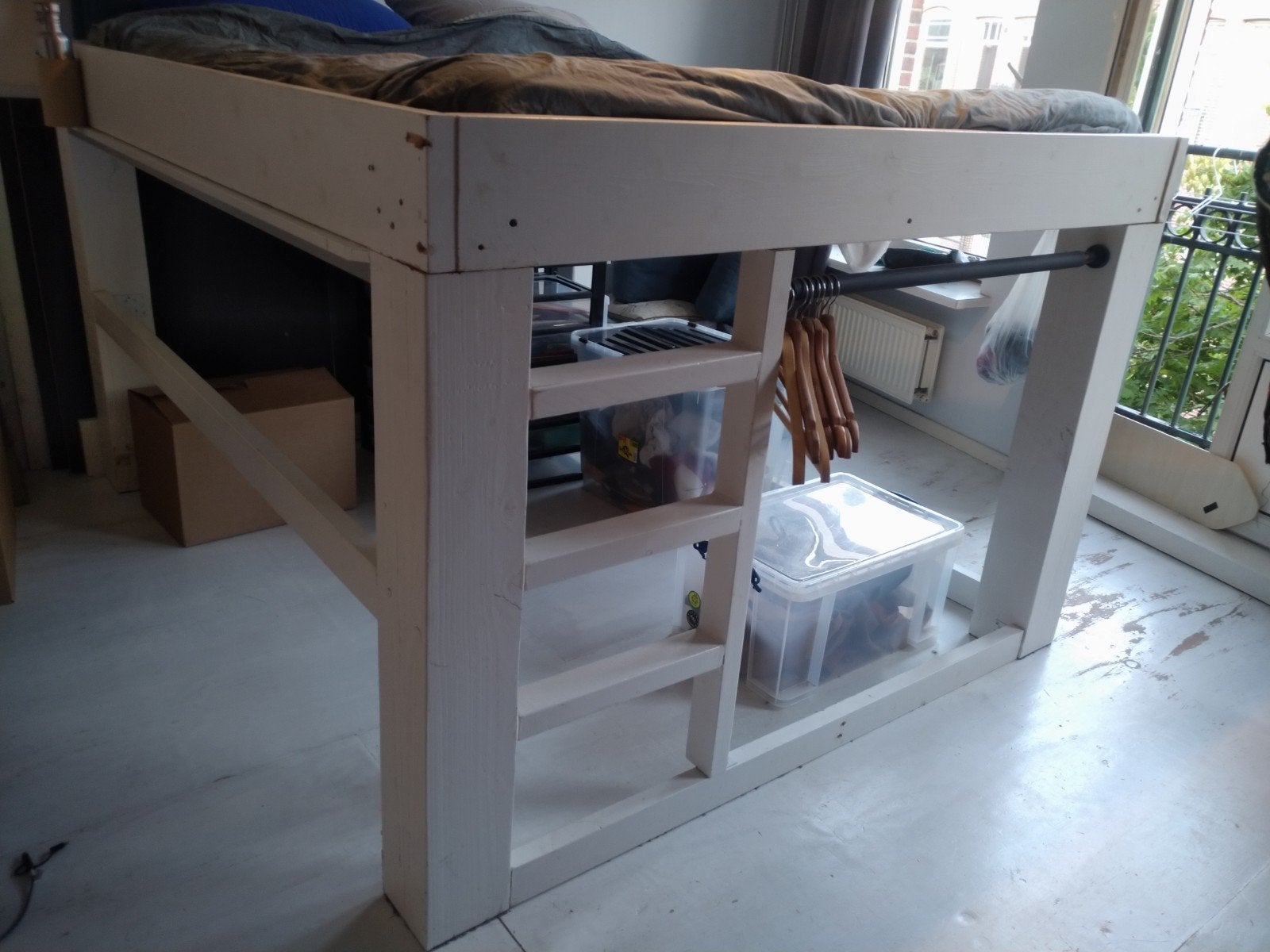 GRATIS AFHALEN semi hoogslaper/ hoog bed / futonbed, Huis en Inrichting, Ophalen, Gebruikt, Tweepersoons, Hout